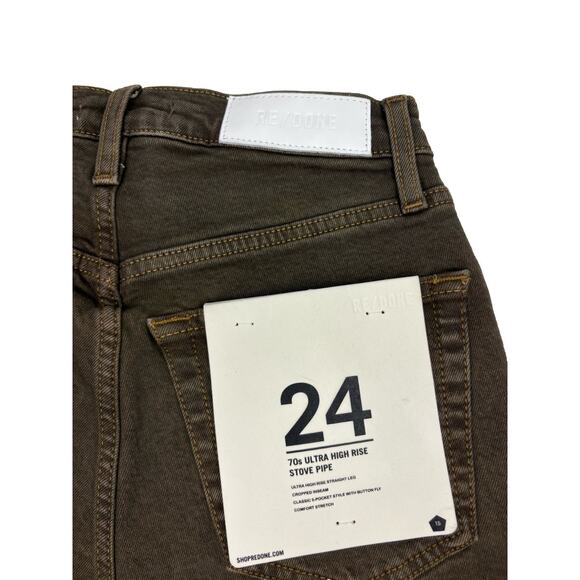 NWT! Re/Done Size 24 Washed Chocolate Ultra High Rise Stove Pipe Jeans On Trend - Picture 7 of 7